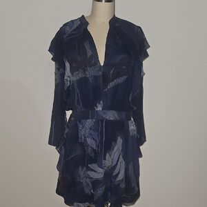 Halston Heritage Navy Floral Midi Dress